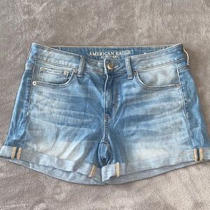 American Eagle High Waisted Light Wash Shorts